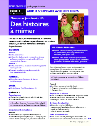 Chansons et jeux dansés (1). Des histoires à mimer