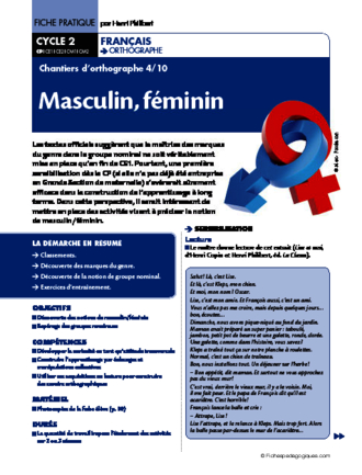 Chantiers d'orthographe (4) / Masculin, féminin