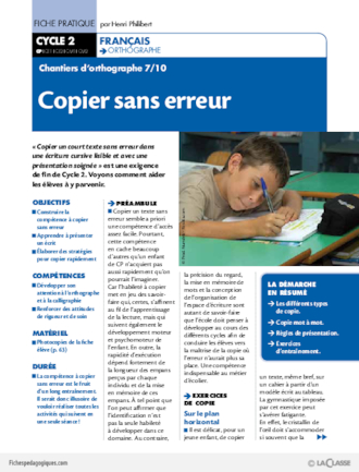 Chantiers d'orthographe (7) / Copier sans erreur