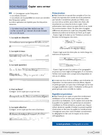 Chantiers d'orthographe (7) / Copier sans erreur