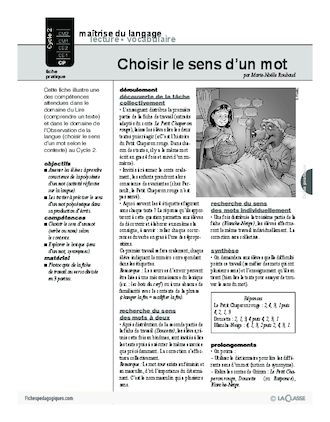 Choisir le sens d'un mot