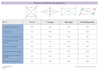 Classification et propriétés des quadrilatères