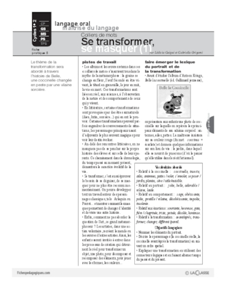 Colliers de mots (5) / Se transformer, se masquer (1)