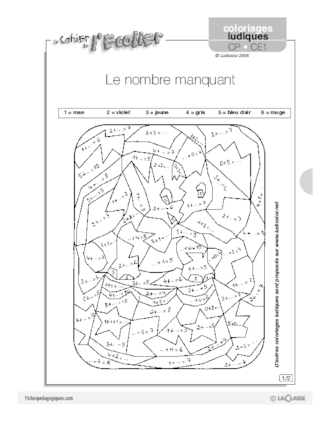 Coloriages ludiques / Le nombre manquant