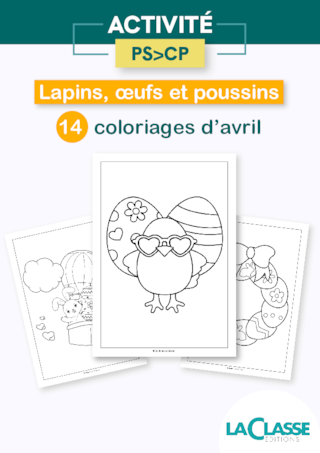 Coloriages d'avril : 14 fiches lapins, œufs et poussins