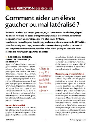 Comment aider un élève gaucher ou mal latéralisé ?