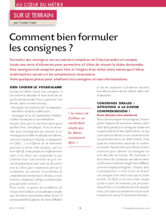 Comment bien formuler les consignes ?