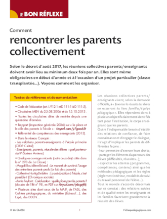 Comment rencontrer les parents collectivement ?