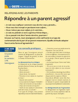 Comment répondre à un parent agressif ?