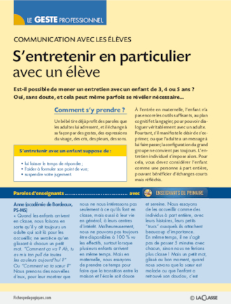 Comment s'entretenir en particulier avec un élève ?