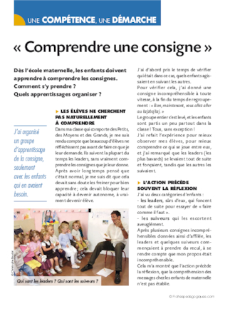 Comprendre une consigne