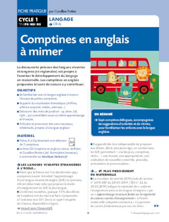 Comptines en anglais à mimer