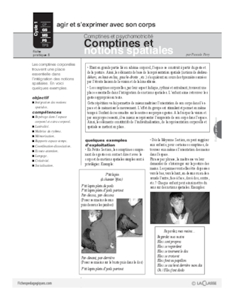 Comptines et psychomotricité (5) / Comptines et notions spatiales