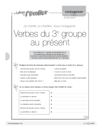 Conjugaison CE2 (3) / Verbes du 2e groupe au présent