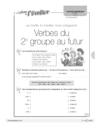 Conjugaison Ce2 5 Verbes Du 2e Et 3e Groupes Au Futur Fichespedagogiques Com
