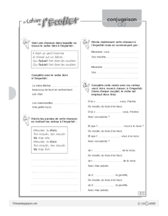 Conjugaison CE2 (8) / Verbes du 2e groupe à l'imparfait