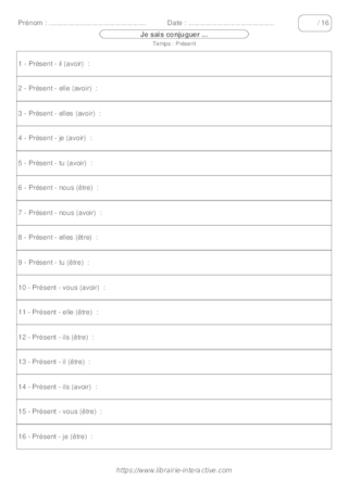 Conjuguer les verbes être et avoir au présent de l'indicatif