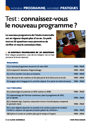 Connaissez-vous le nouveau programme (IO 2015) ?