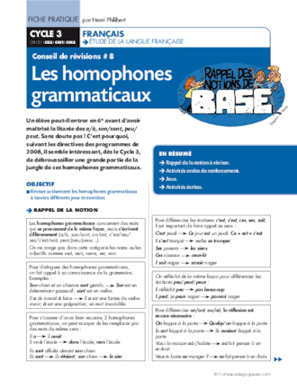 Conseil de révisions (8) Les homophones grammaticaux