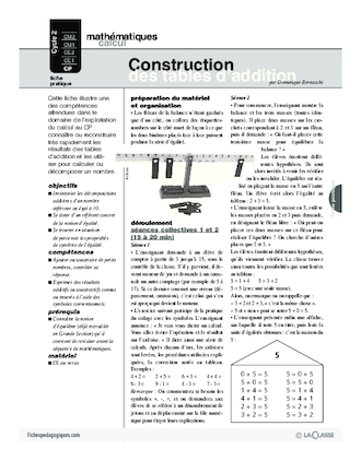 Construction des tables d'addition