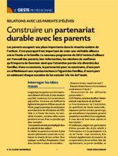 Construire un partenariat durable avec les parents