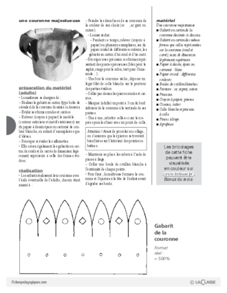 Couronnes à décorer et à fabriquer - FichesPédagogiques.com