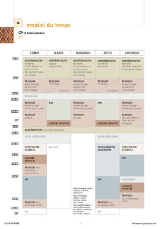 CP - 4 Emplois du temps - Nouveaux programmes 2016