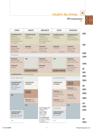 CP - 4 Emplois du temps - Nouveaux programmes 2016