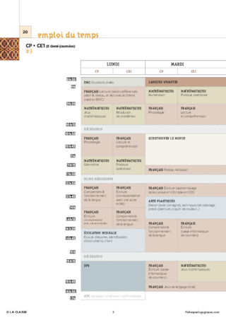 CP - 4 Emplois du temps - Nouveaux programmes 2016