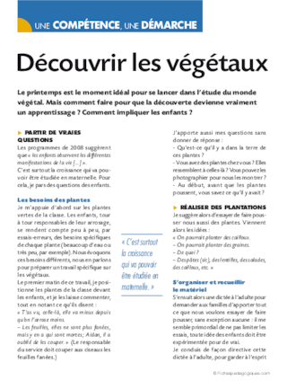 Découvrir les végétaux