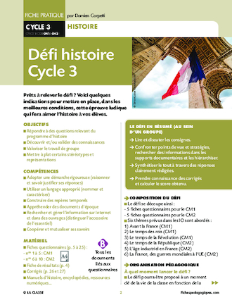 Défi histoire Cycle 3