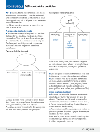 Défi vocabulaire quotidien