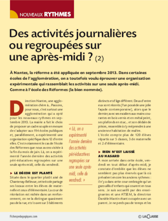 Des activités journalières ou regroupées sur une après-midi ? (2)