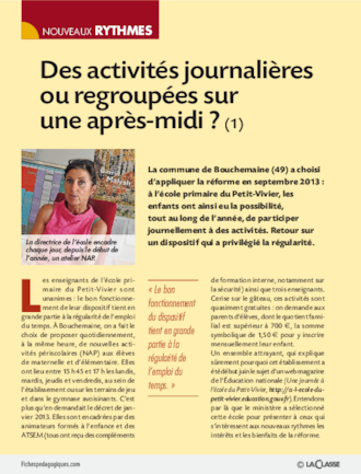 Des activités journalières ou regroupées sur une après-midi?