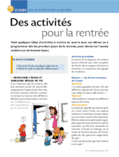 Des activités pour la rentrée