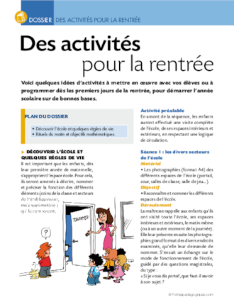 Des activités pour la rentrée