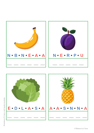 Dictées muettes - Les fruits et les légumes