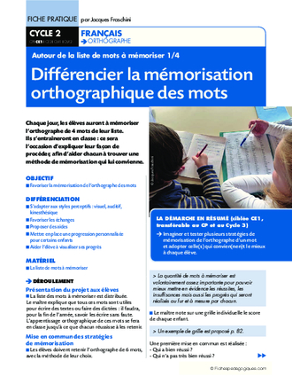 Différencier la mémorisation orthographique des mots