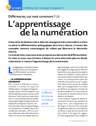 Différencier, oui mais comment ? (2) L'apprentissage de la numération