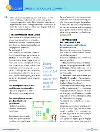 Différencier, oui mais comment ? (3) La différenciation en langage écrit