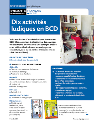 Dix activités ludiques en BCD
