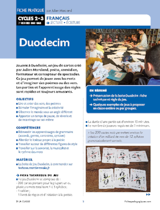 Duodécim : jeu de cartes et poésie