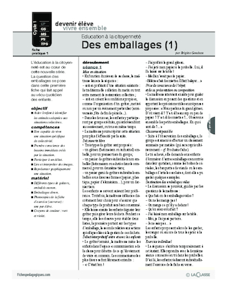 Education à la citoyenneté (1) / Des emballages (1)