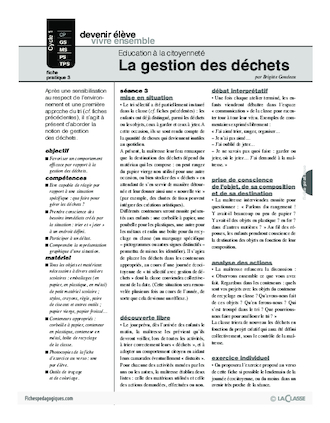 Education à la citoyenneté (3) / La gestion des déchets