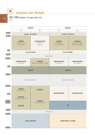 Emplois du temps et programmations CE1 2020/2021