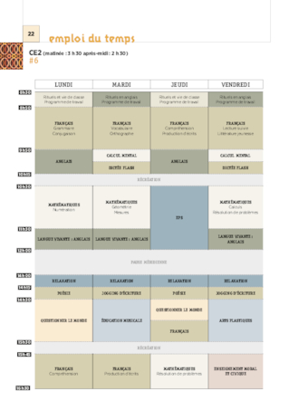 Emplois Du Temps Et Programmations Ce2 21 Fichespedagogiques Com