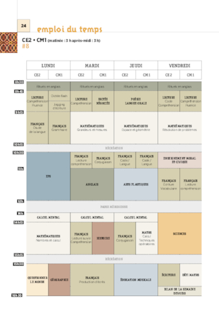 Emplois du temps et programmations CE2 2020/2021