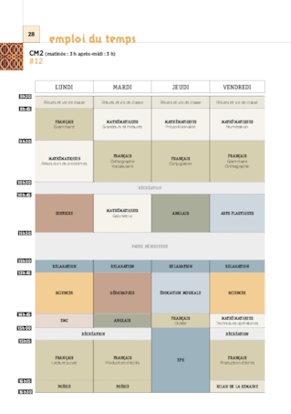 Emplois du temps et programmations CM2 2020/2021