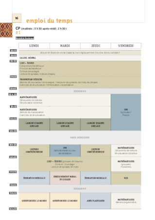 Emplois du temps et programmations CP 2020/2021