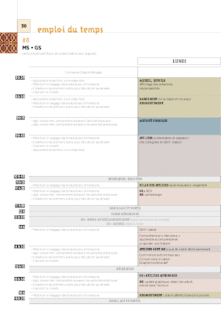 Emplois du temps et programmations GS 2020